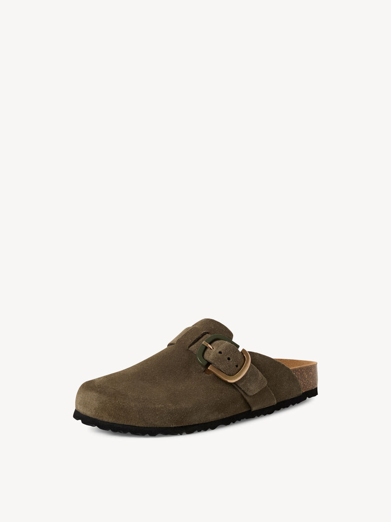 Lederpantolette - gr&uuml;n, OLIVE, hi-res