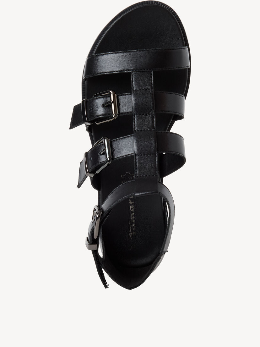 Leren Sandaal - zwart, BLACK, hi-res