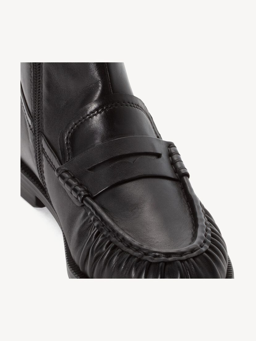 Leren Enkellaarsje - zwart, BLACK LEATHER, hi-res