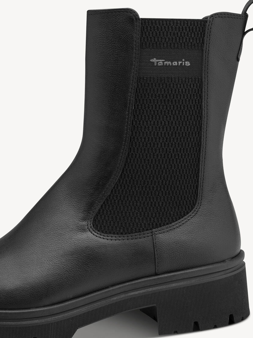 Leren Chelseaboot - zwart, BLACK, hi-res