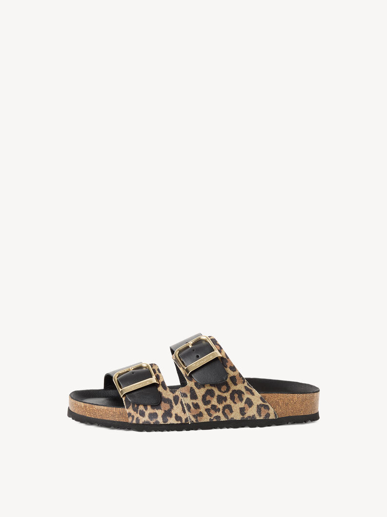 Mule en cuir - noir, BLACK/LEOPARD, hi-res