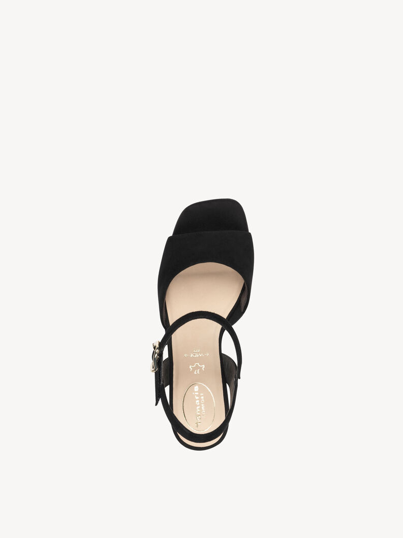 Sandale &agrave; talon en cuir - noir, BLACK SUEDE, hi-res