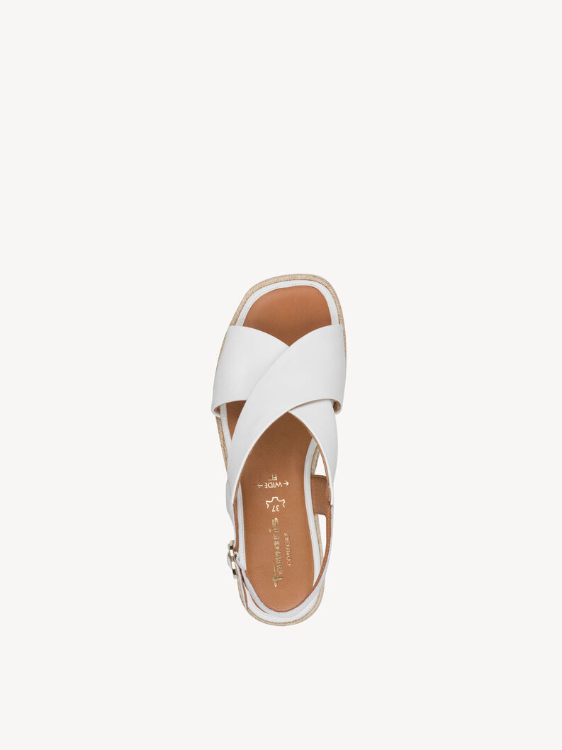Leather Heeled sandal - white, WHITE, hi-res