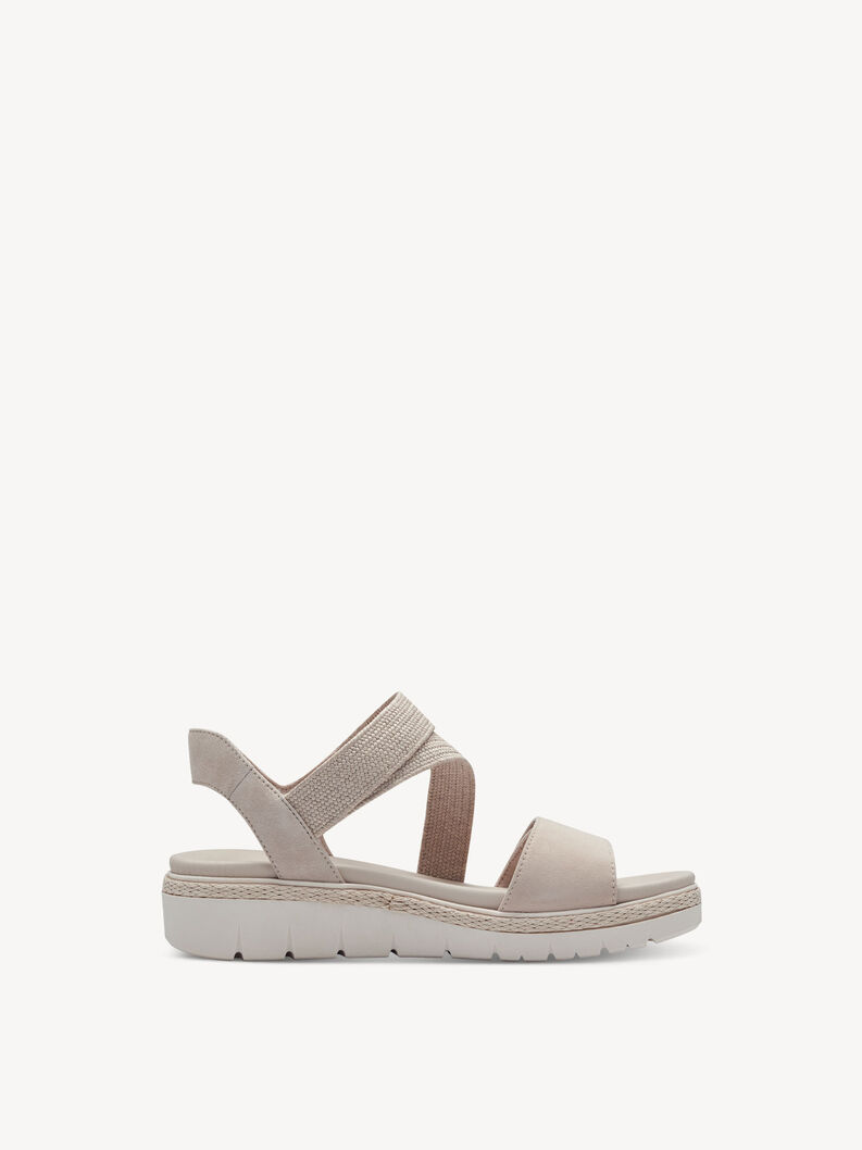 Sandale &agrave; talon en cuir - beige, IVORY, hi-res