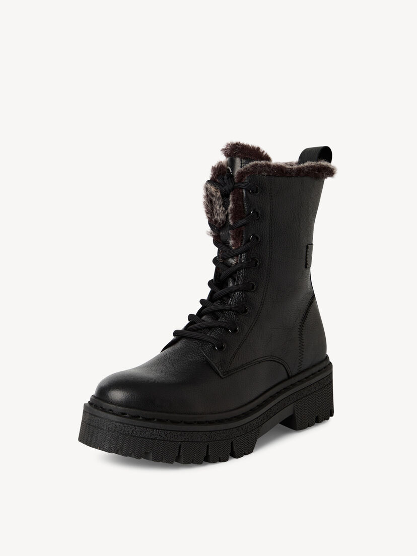 Enkellaarsje - zwart warme voering, BLACK LEATHER, hi-res