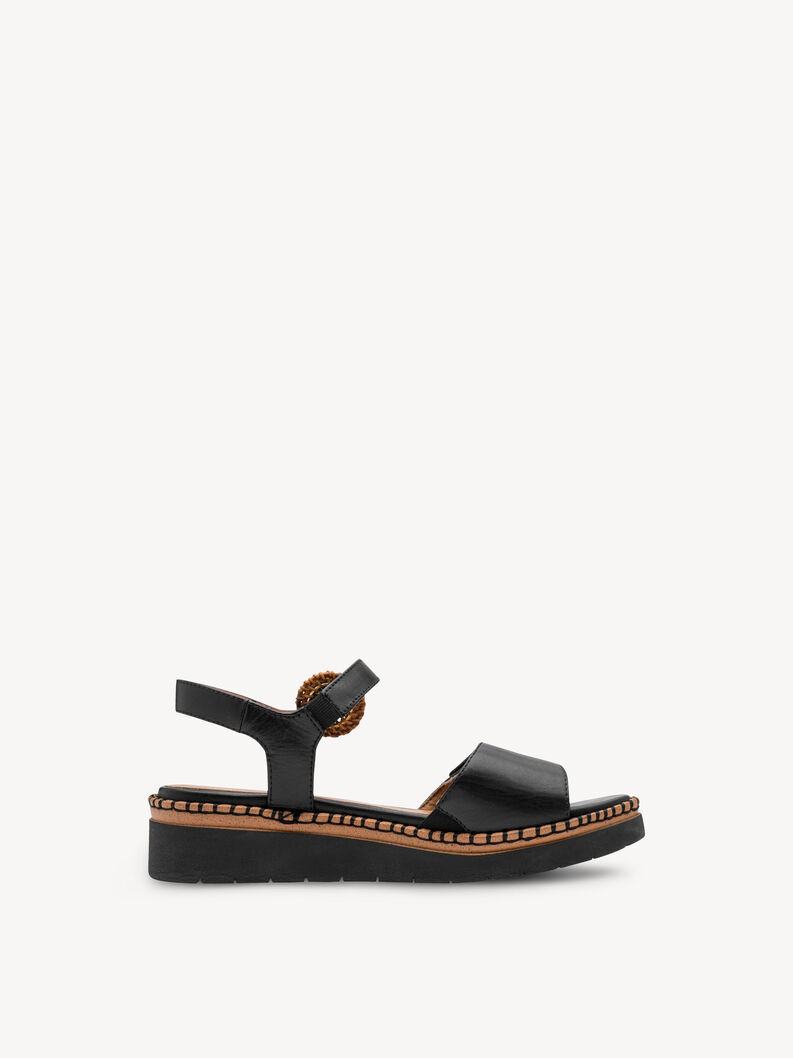 Sandale &agrave; talon en cuir - noir, BLACK, hi-res