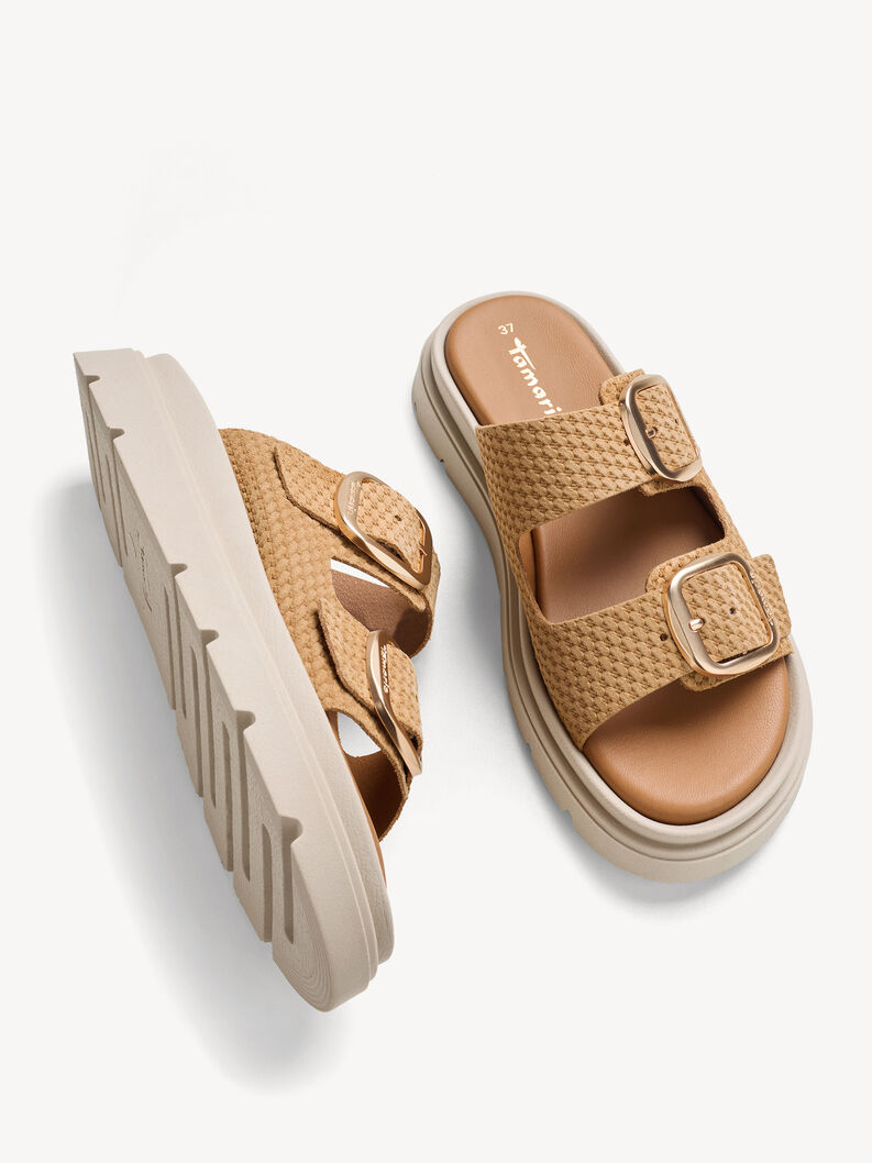 Leren Slipper - bruin, BROWN STRUCT., hi-res