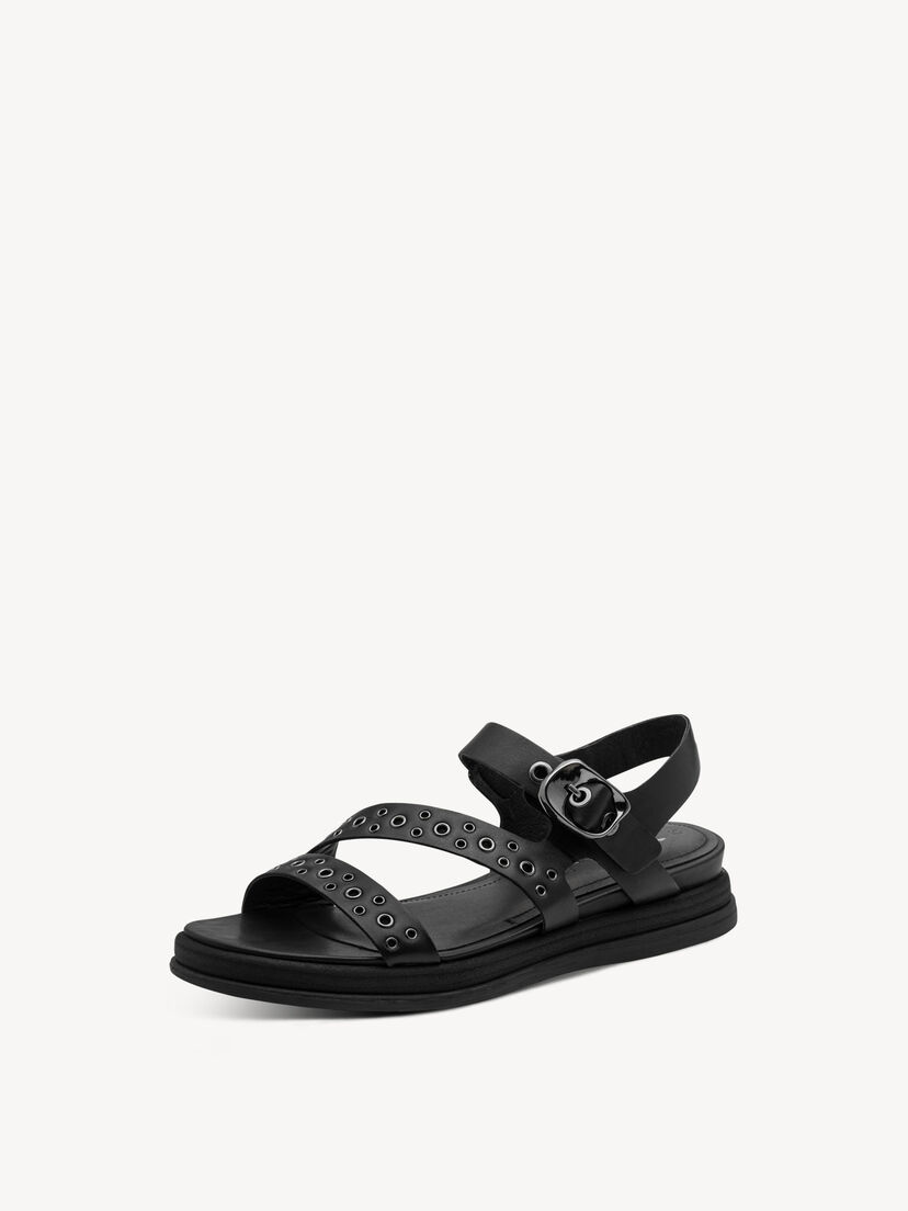 Leren Sandaaltje - zwart, BLACK LEATHER, hi-res