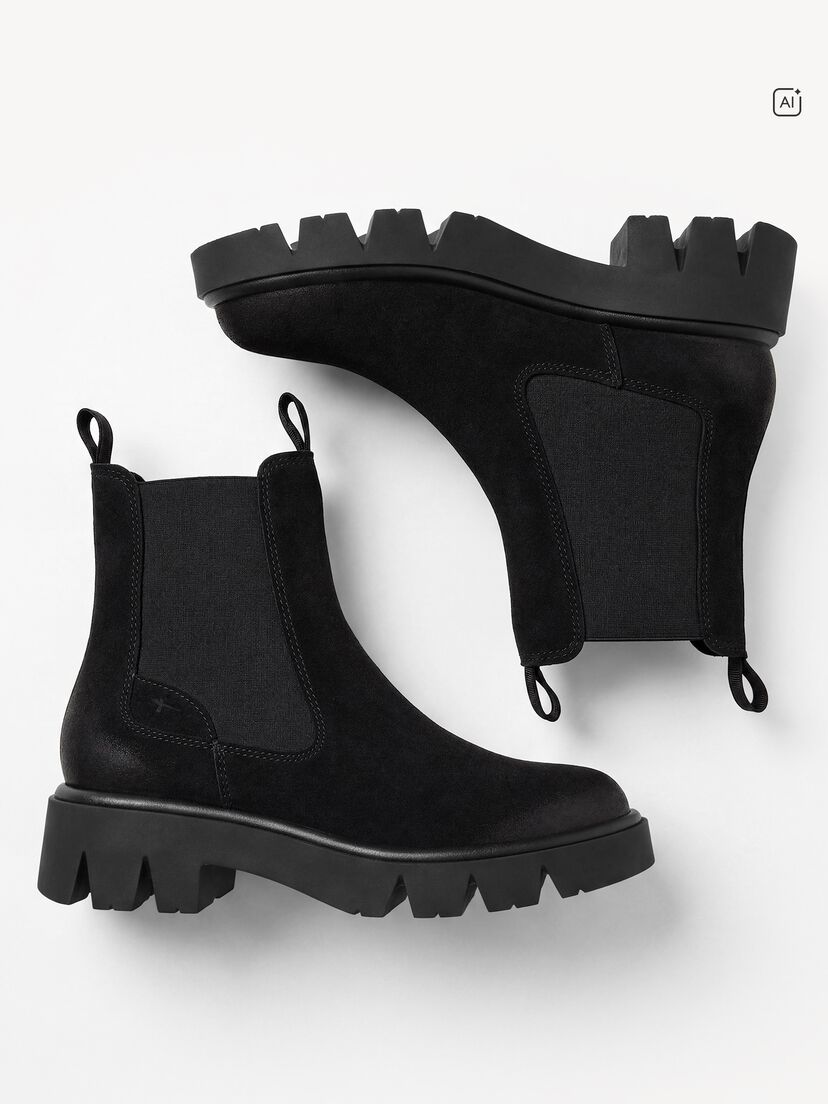 Leren Chelseaboot - zwart, BLACK, hi-res