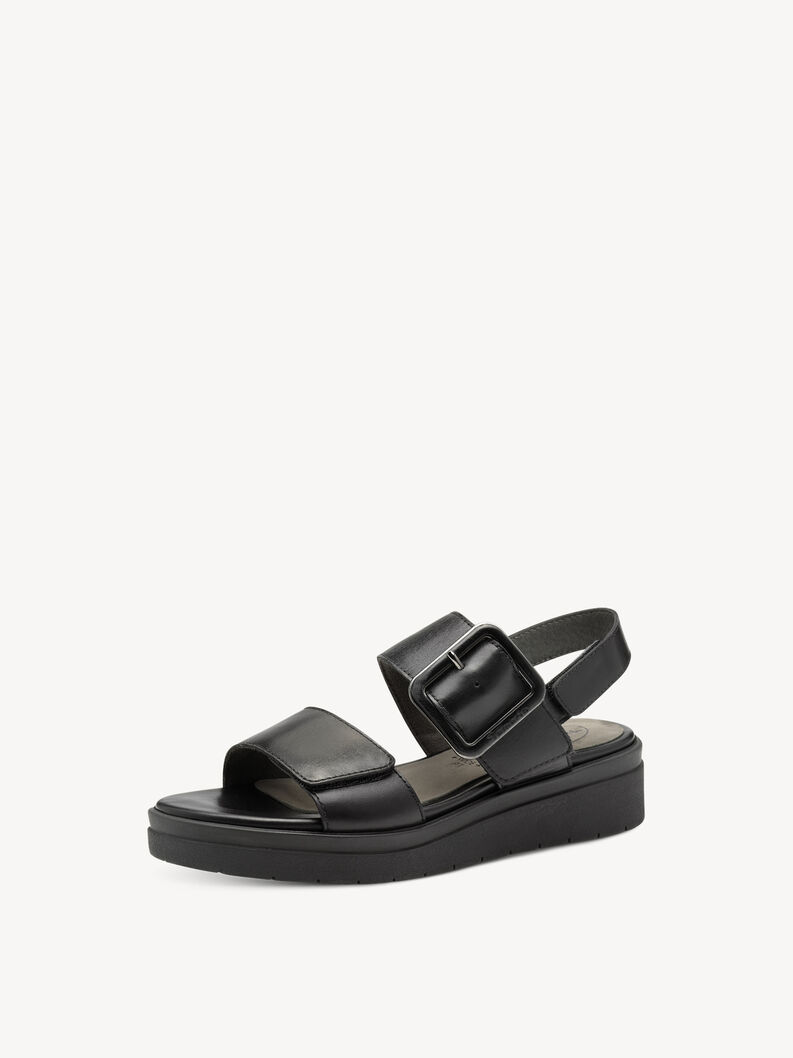 Sandale &agrave; talon en cuir - noir, BLACK NAPPA, hi-res