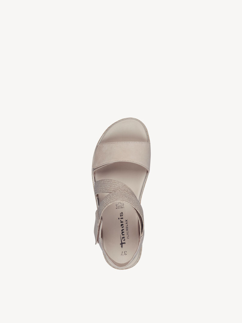 Sandale &agrave; talon en cuir - beige, IVORY, hi-res