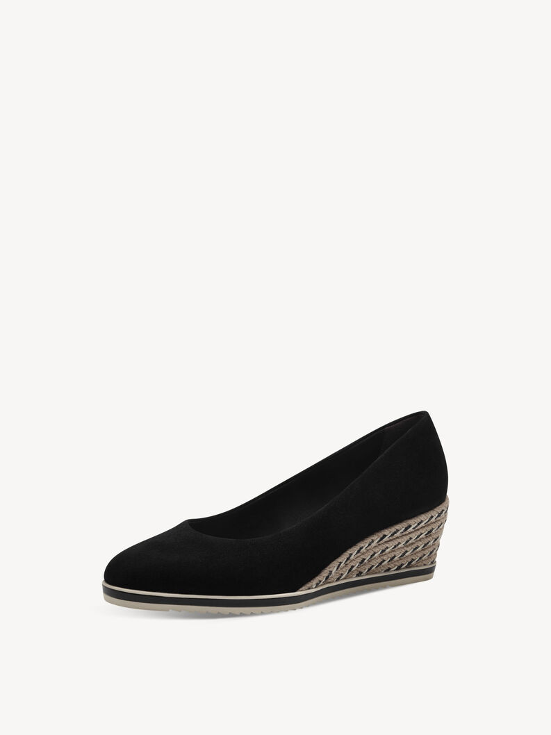 Lederkeilpumps - schwarz, BLACK, hi-res