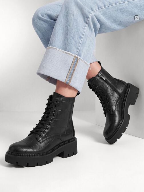 Stiefelette, BLACK CROCO, hi-res