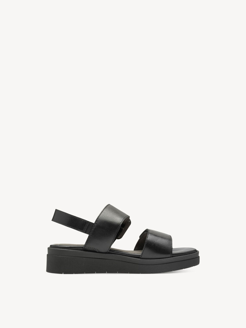 Sandale &agrave; talon en cuir - noir, BLACK NAPPA, hi-res