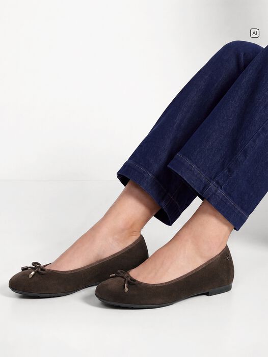 Leren Ballerina, MOCCA SUEDE, hi-res