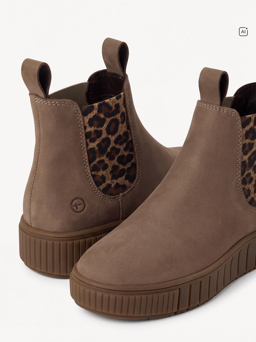 Leren Chelseaboot - beige, TAUPE/LEOPARD, hi-res