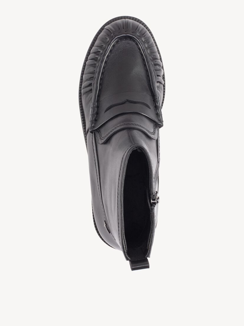 Leren Enkellaarsje - zwart, BLACK LEATHER, hi-res
