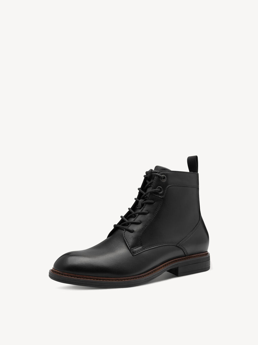 Leren Enkellaarsje - zwart, BLACK, hi-res