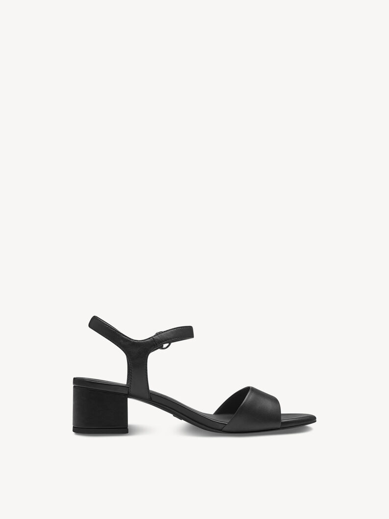 Sandale &agrave; talon en cuir - noir, BLACK, hi-res