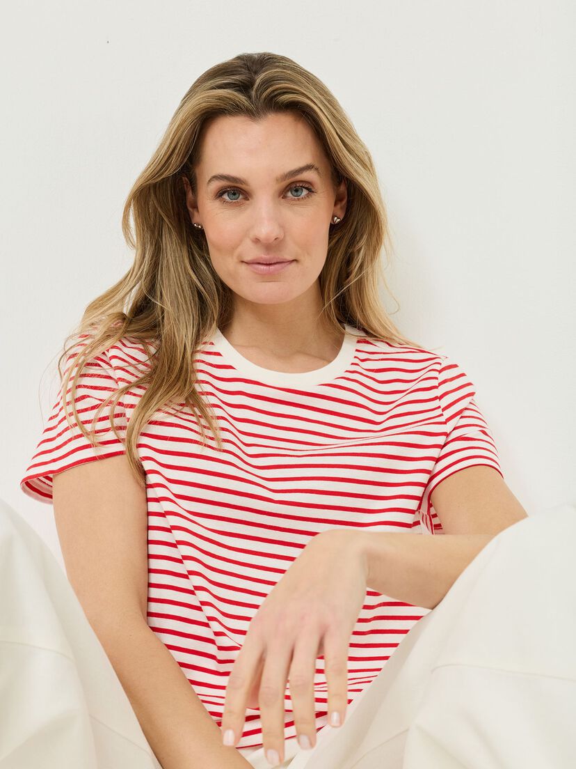 T-shirt - rood, Goji Berry / Bright White Striped Tee, hi-res