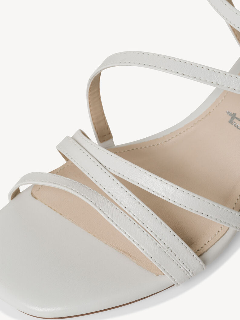 Leather Heeled sandal - white, WHITE, hi-res