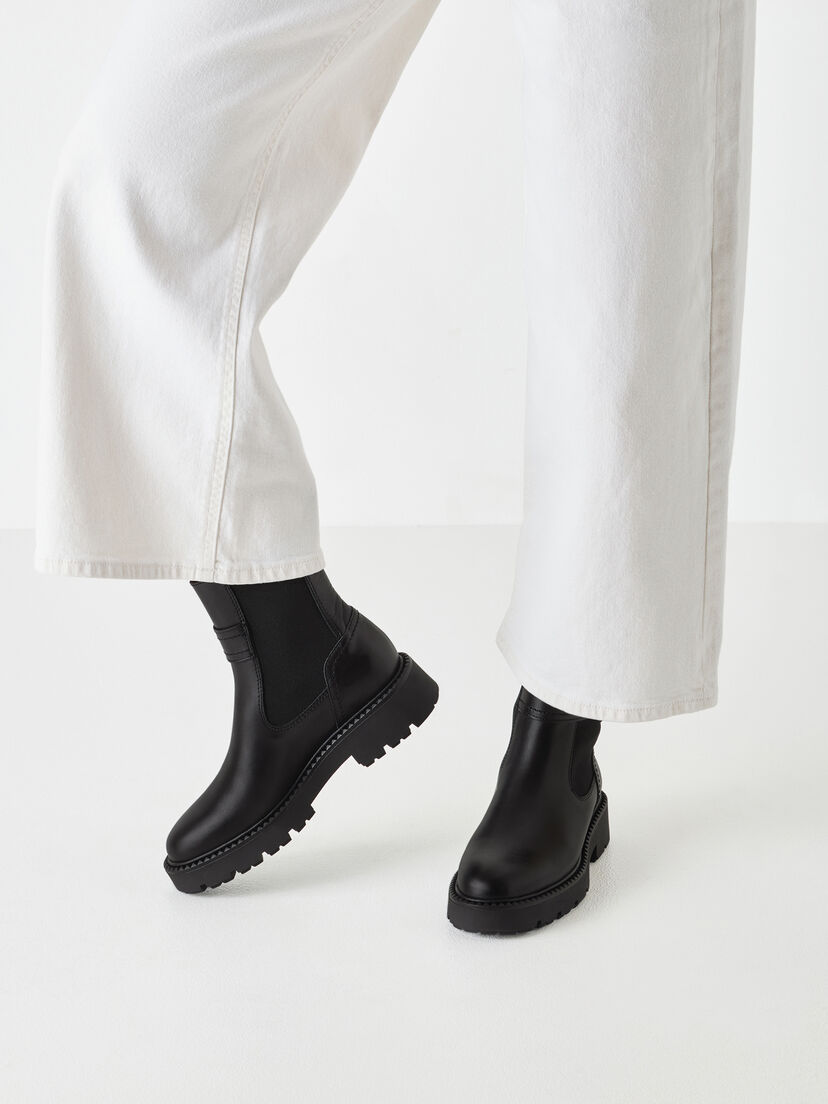 Leren Chelseaboot - zwart, BLACK, hi-res