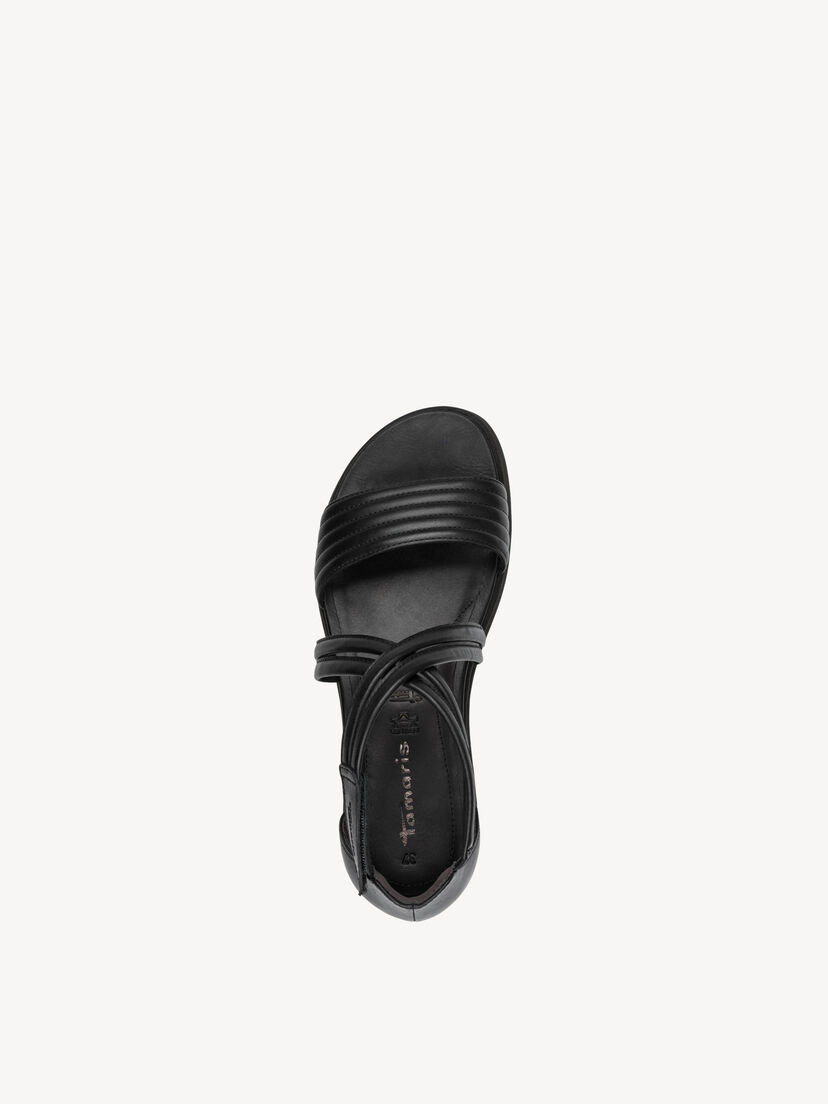 Leren Sandaaltje - zwart, BLACK LEATHER, hi-res