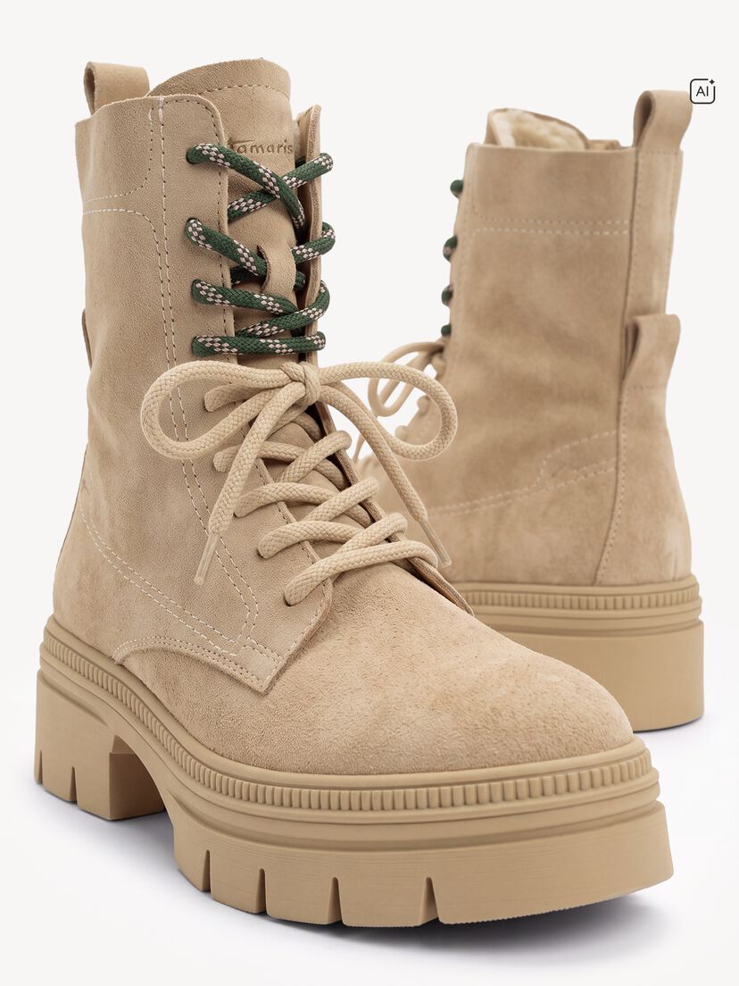 Leren Enkellaarsje - beige, beige, hi-res