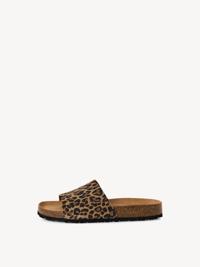 Leren Slipper - bruin, LEOPARD, hi-res