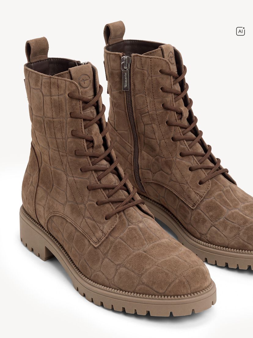 Leren Enkellaarsje - beige, TAUPE STRUCT., hi-res