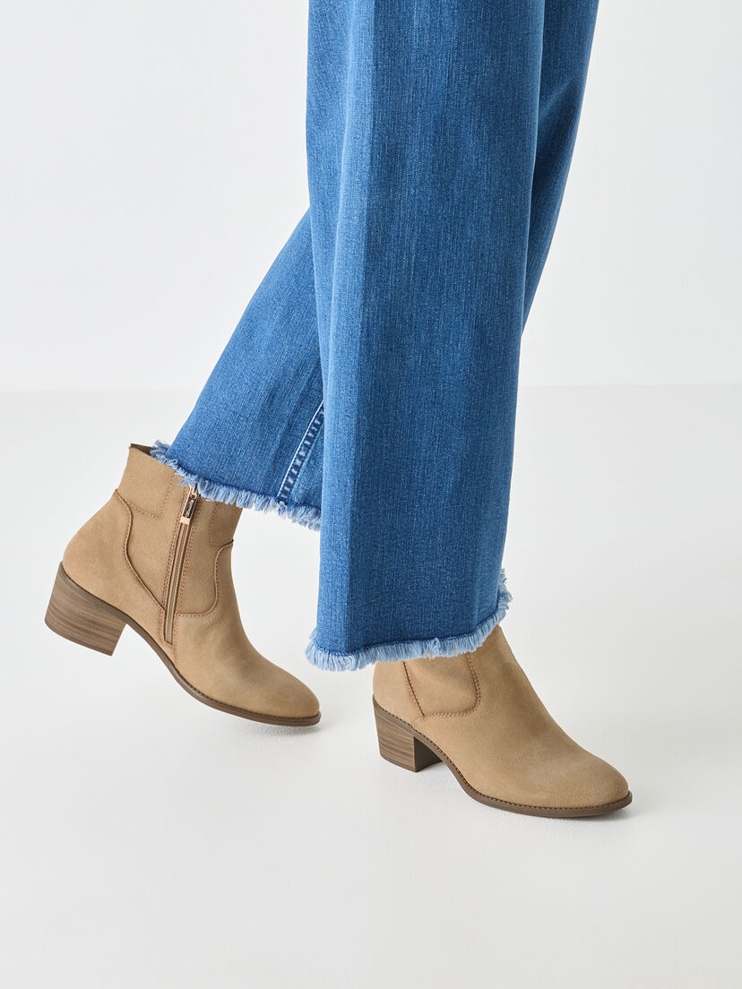 Leren Enkellaarsje - beige, beige, hi-res