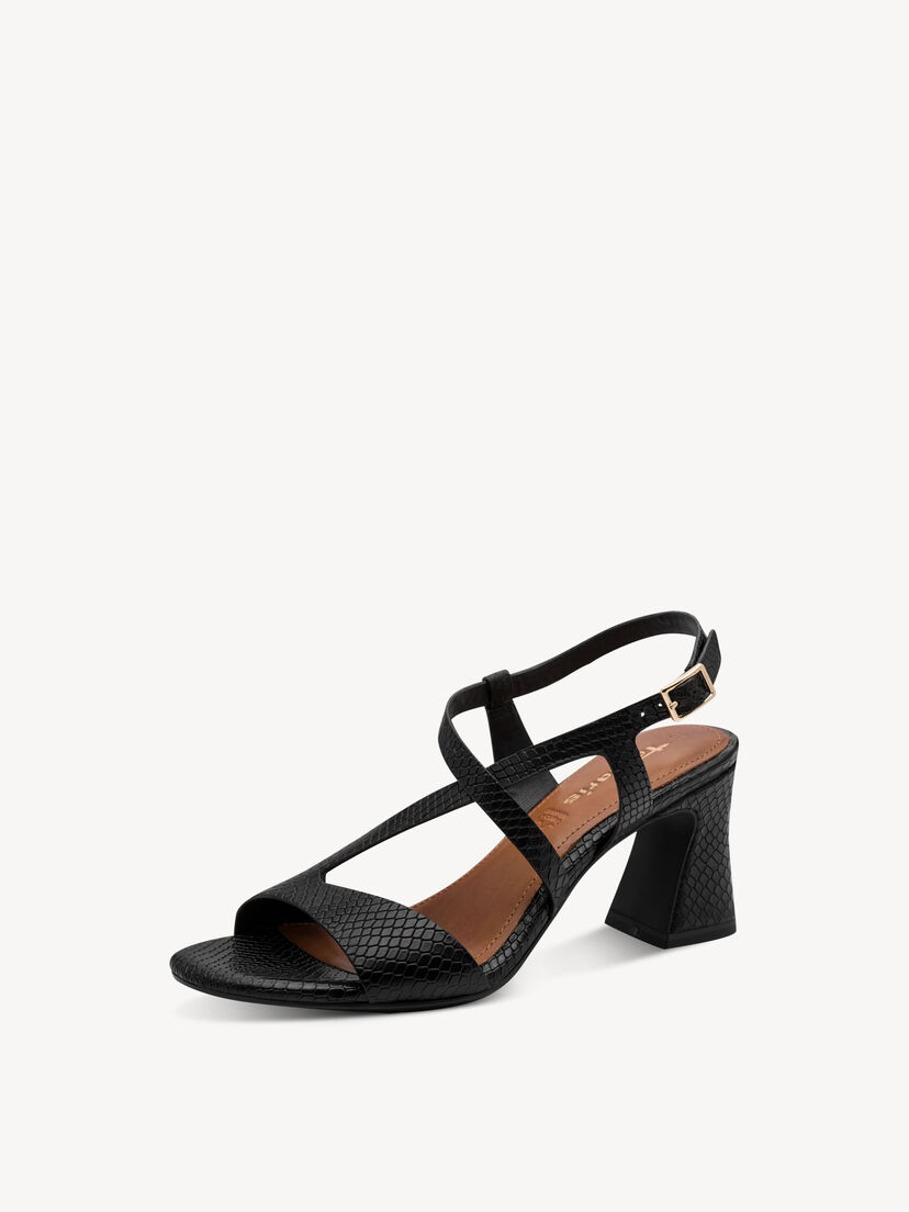 Leren Sandaaltje - zwart, BLACK STRUCT., hi-res