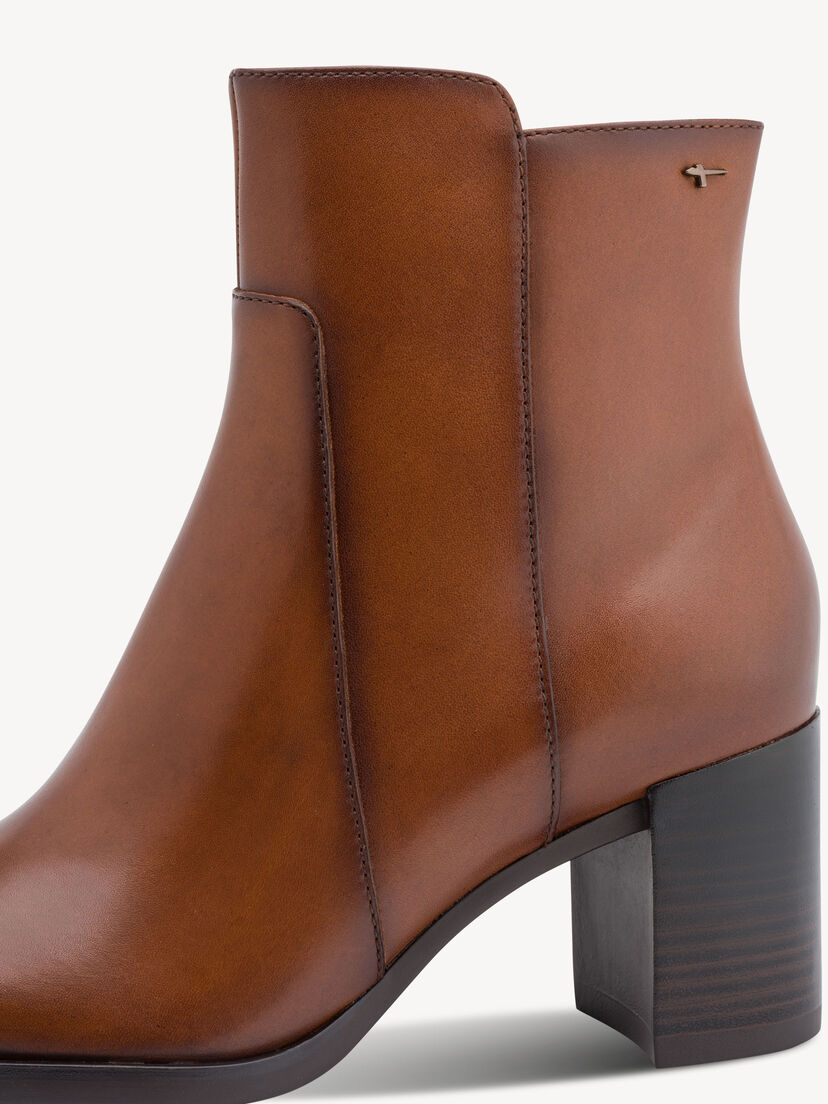 Leren Enkellaarsje - bruin, cognac, hi-res