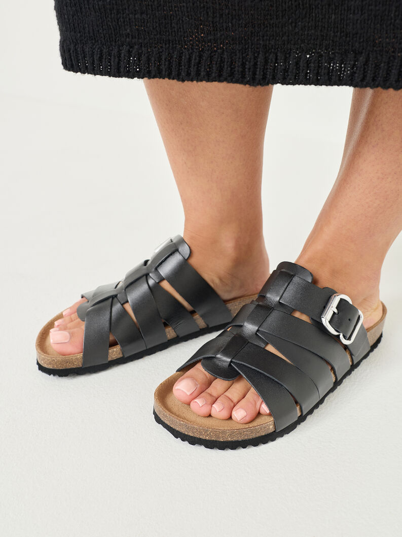 Leren Slipper - zwart, BLACK LEATHER, hi-res