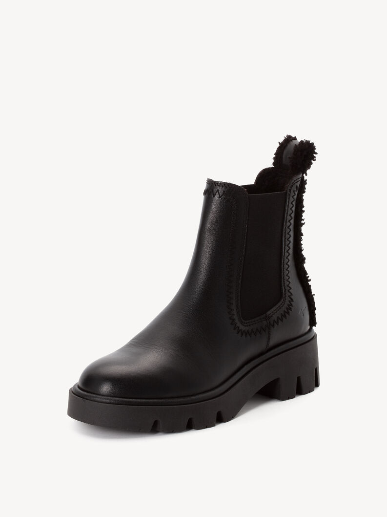 Bootie - black warm lining, BLACK LEATHER, hi-res