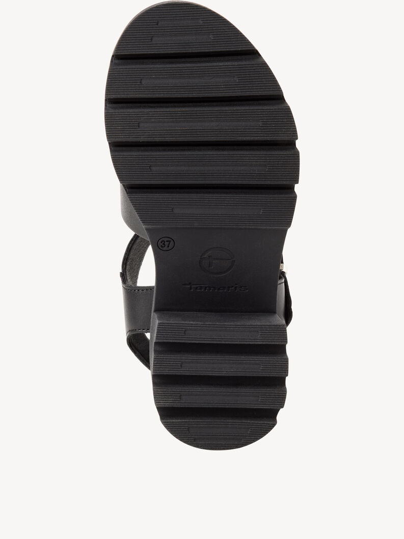 Leather Heeled sandal - black, BLACK LEATHER, hi-res