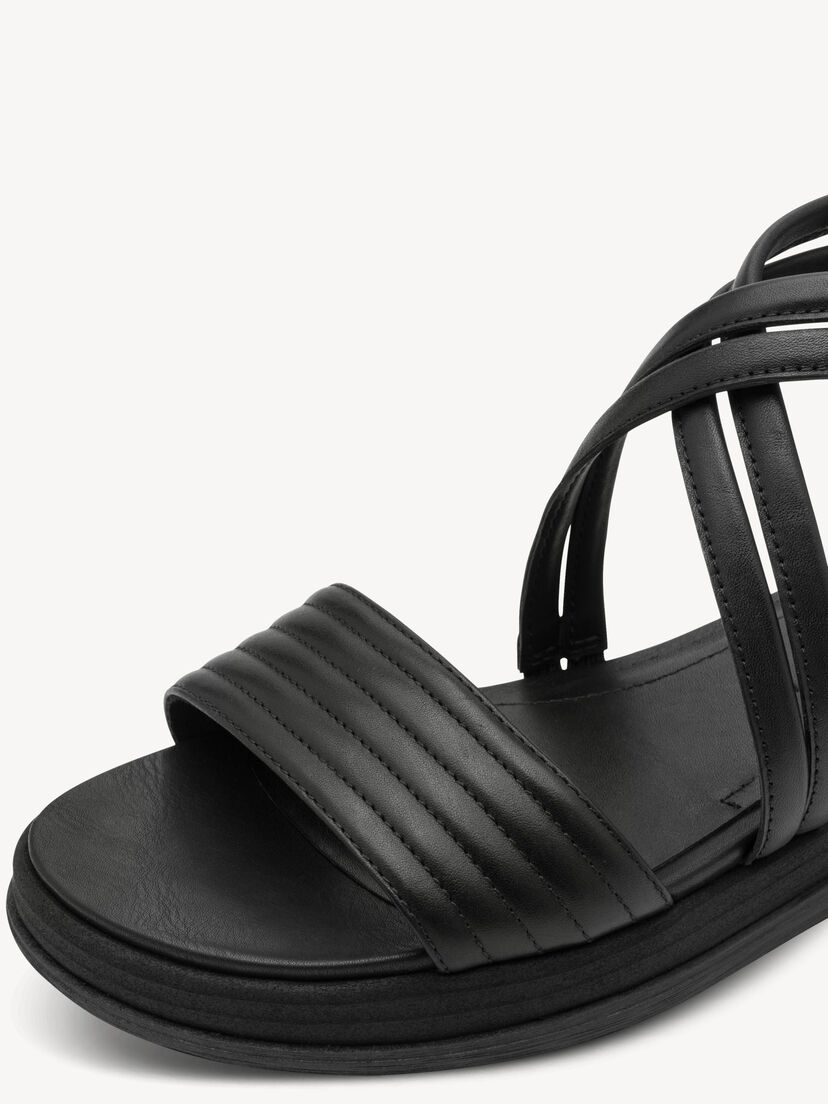 Leren Sandaaltje - zwart, BLACK LEATHER, hi-res