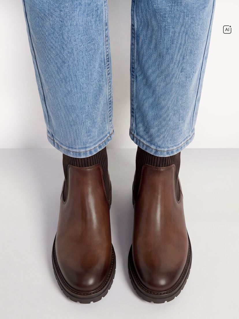 Chelseaboot - bruin warme voering, cognac, hi-res
