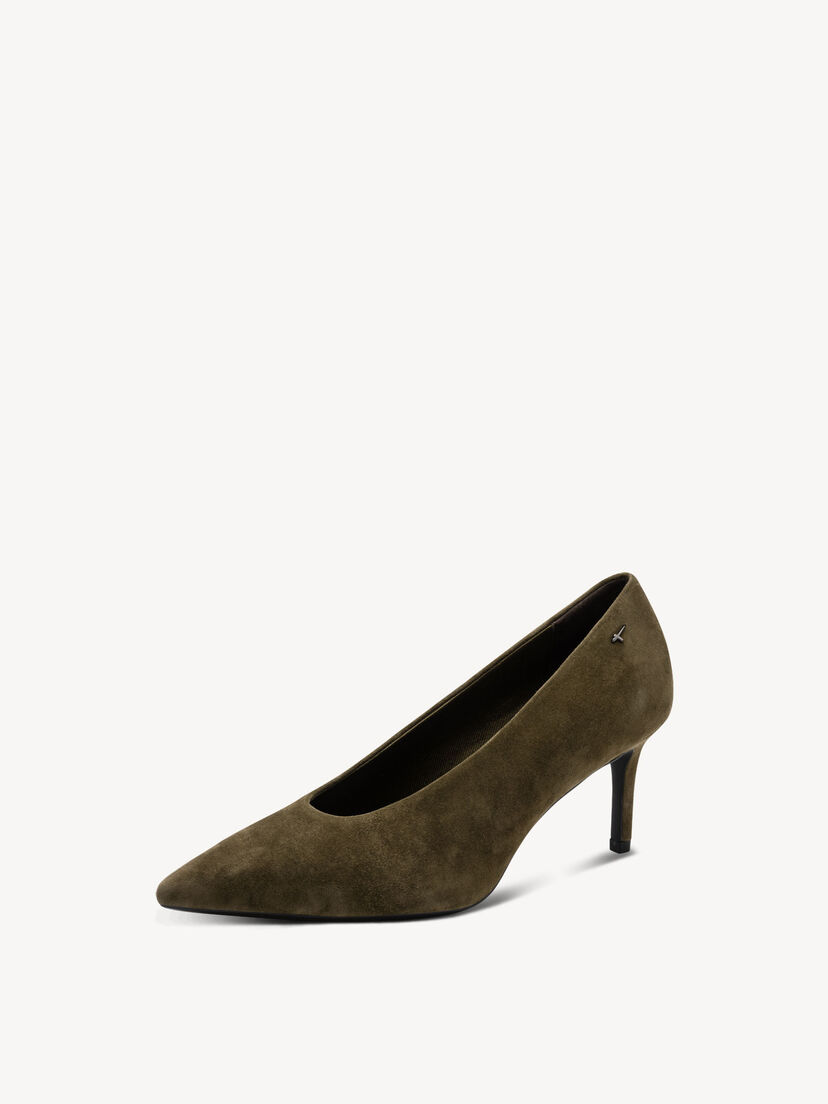Leren Pumps - groen, OLIVE, hi-res