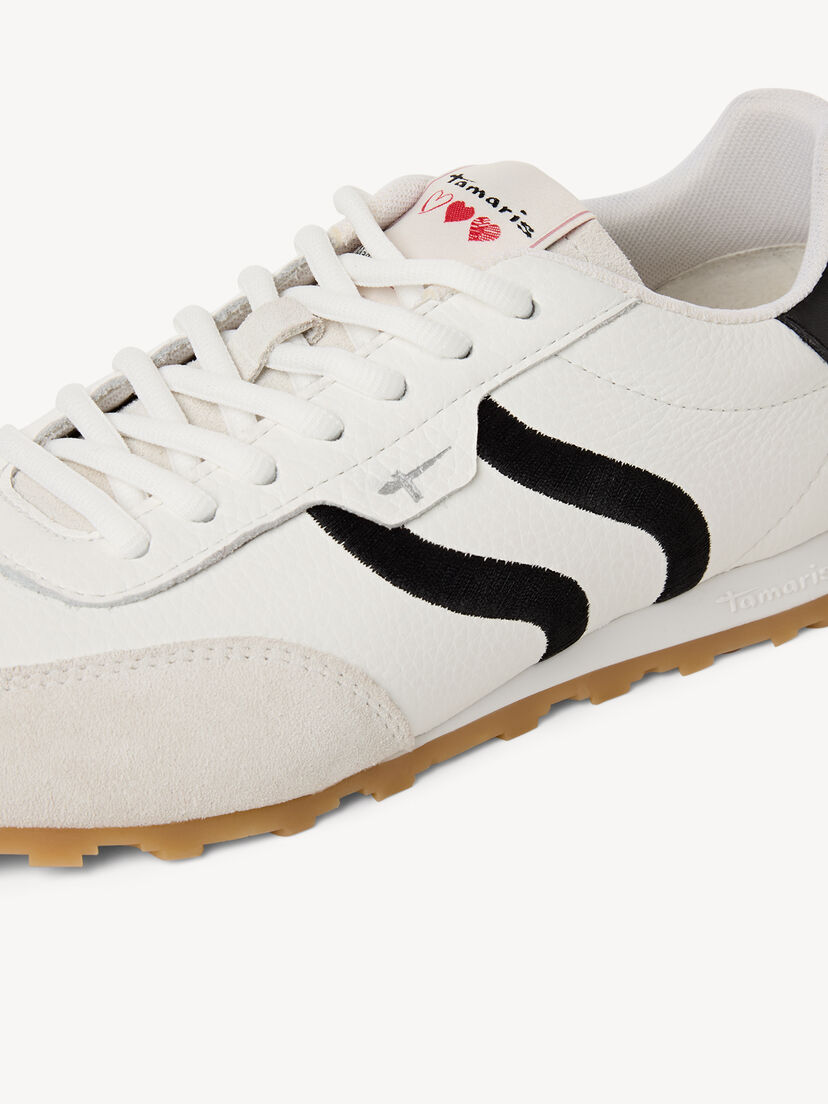 Leren Sneaker - wit, WHITE/BLACK, hi-res