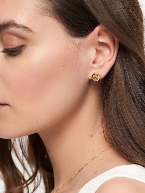 Orecchini a buco, oro, hi-res