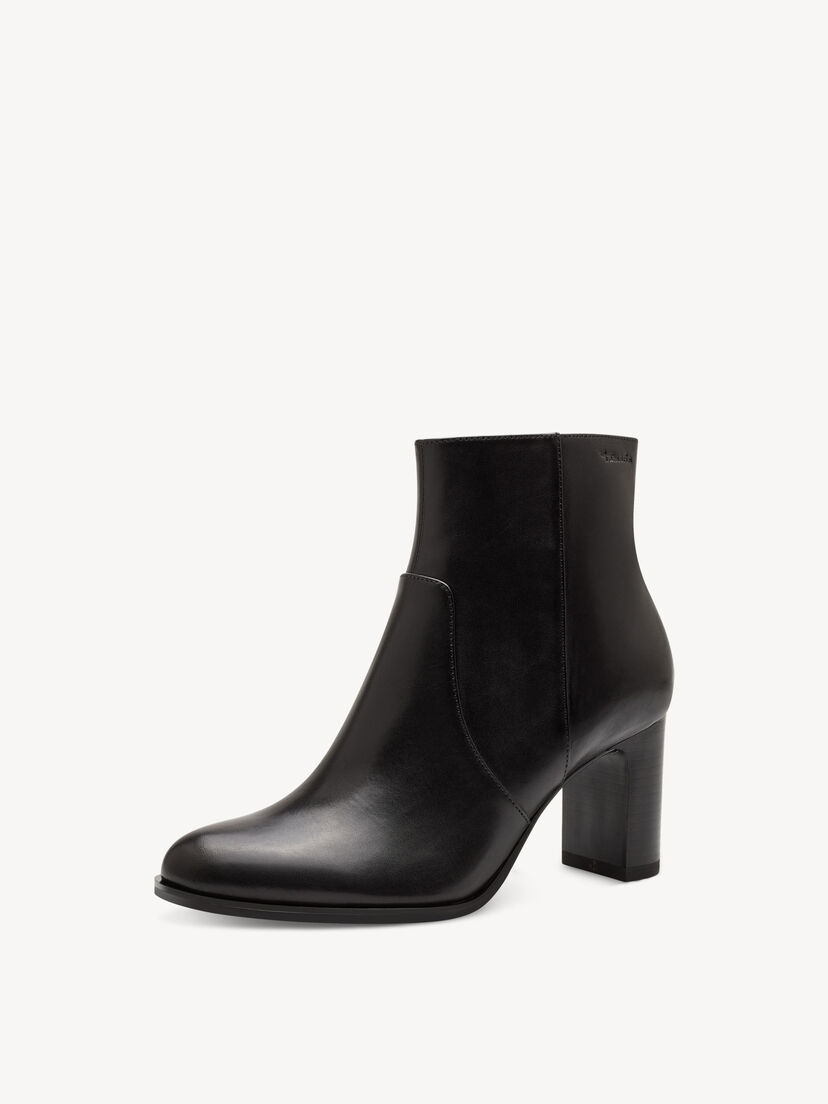 Leren Enkellaarsje - zwart, BLACK, hi-res