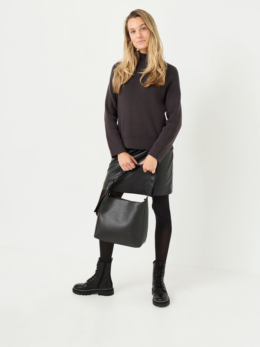 Leren Enkellaarsje - zwart, BLACK LEATHER, hi-res