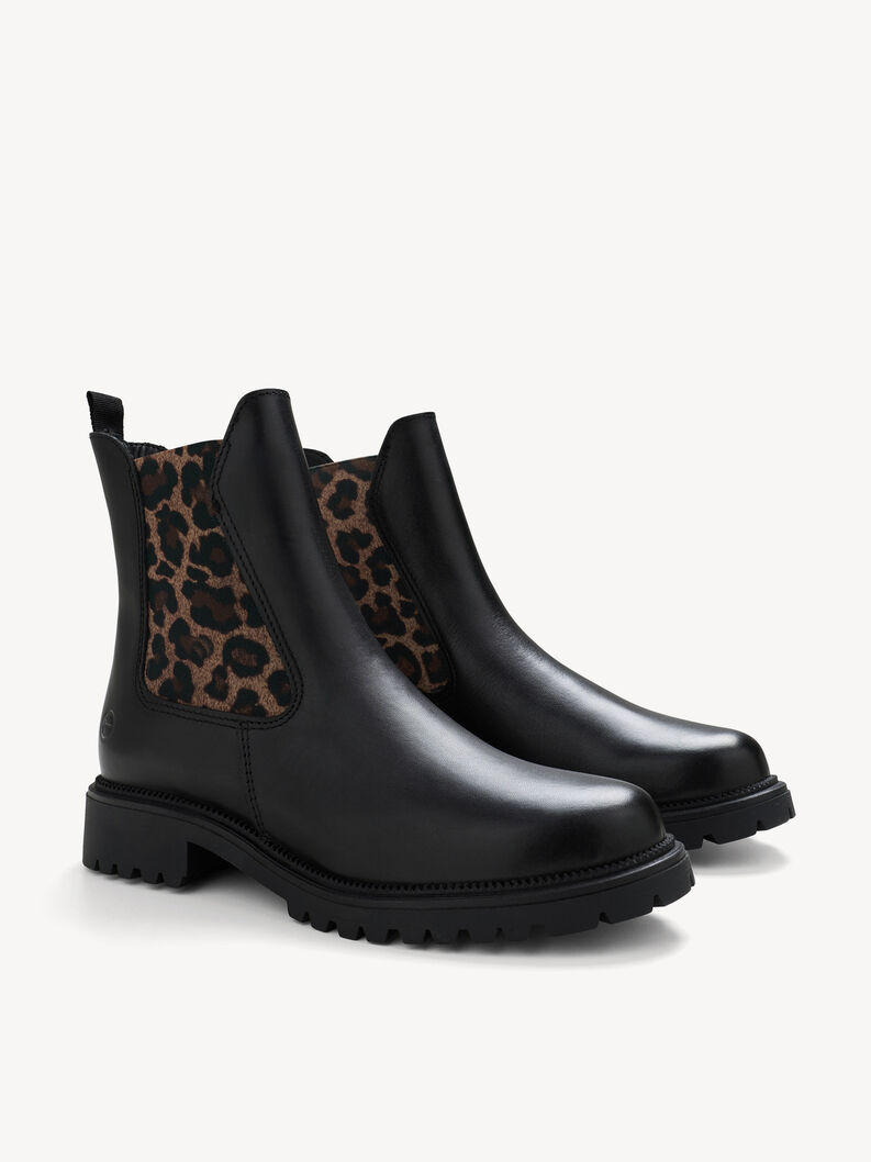 Leder Chelsea Boot - schwarz, BLACK/LEOPARD, hi-res