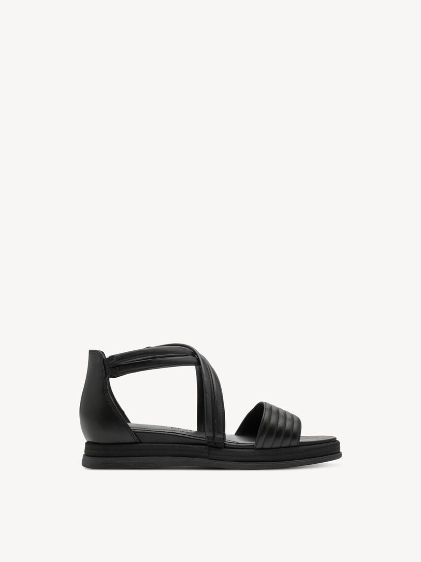 Leren Sandaaltje - zwart, BLACK LEATHER, hi-res