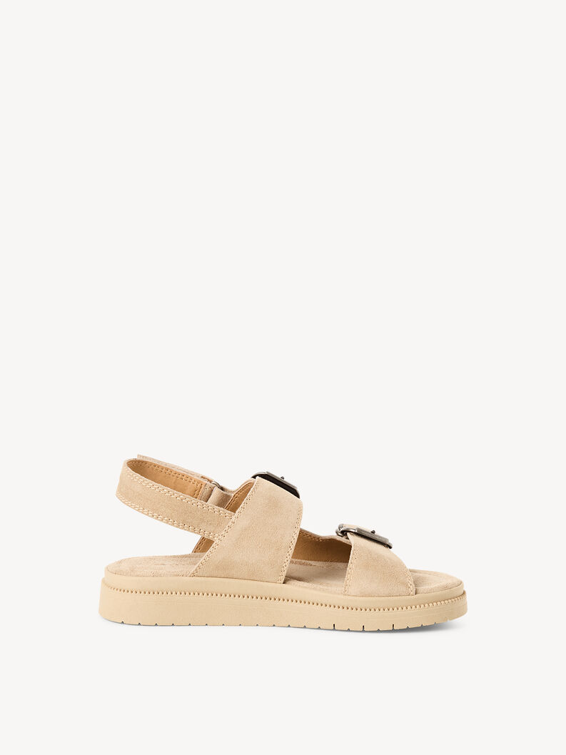 Ledersandalette - beige, BEIGE, hi-res
