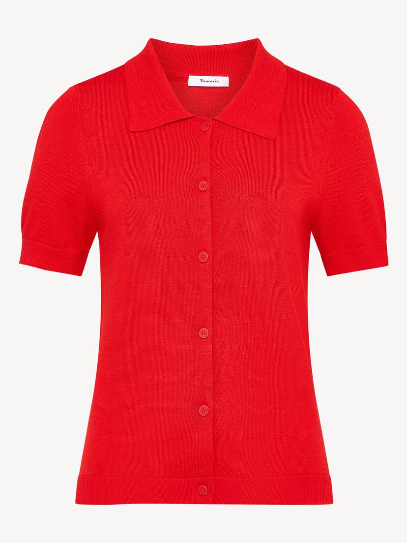 Gebreide polo - rood, Goji Berry, hi-res