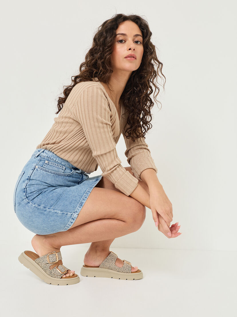 Leren Slipper - beige, BEIGE COMB, hi-res