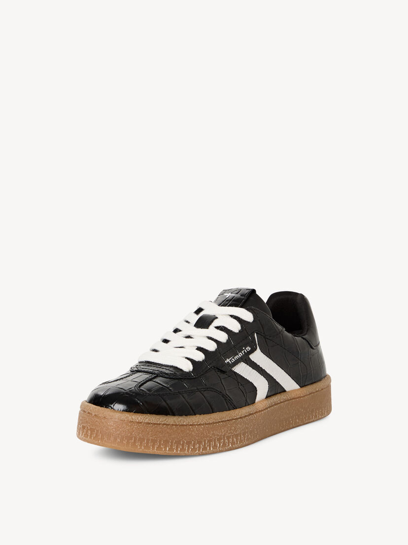Leren Sneaker - zwart, BLACK CROCO, hi-res
