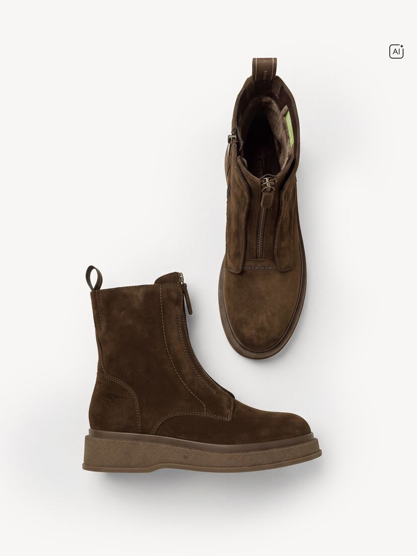 Leren Enkellaarsje - bruin, BROWN, hi-res